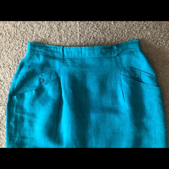 Escada Linen Exclusive Skirt Sz M(Euro 40)Midi Elegance Pockets Gorgeous Vintage - Picture 3 of 13